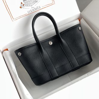 Hermes Black Leather Tote Bag