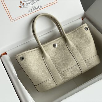Hermes Canvas and Clemence Leather Tote Bag