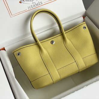 Hermes Yellow Canvas and Leather Tote Bag