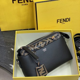 Fendi Logo Baguette Leather Shoulder Bag