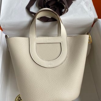 Hermes White Leather Tote Bag