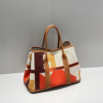 Hermes Geometric Canvas Tote Bag