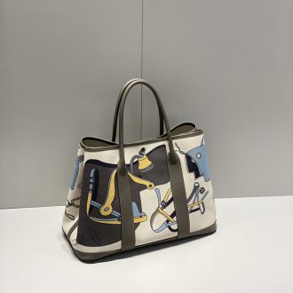 Hermes Graphic Canvas Tote Bag