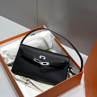 Hermes Hermès Kelly Black Leather Clutch Bag