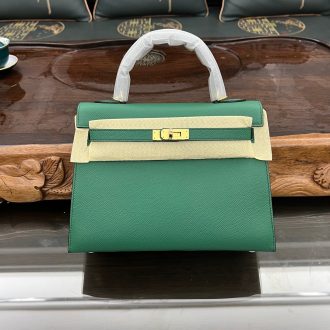Hermes Hermès Kelly Green Leather Handbag