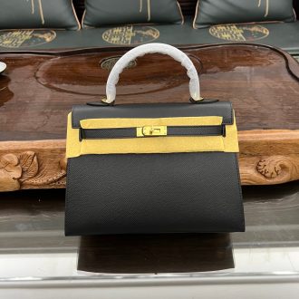 Hermes Hermès Kelly 25 Black and Gold Handbag