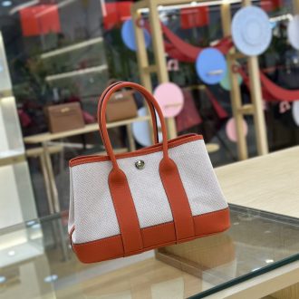 Hermes Canvas and Leather Tote Bag