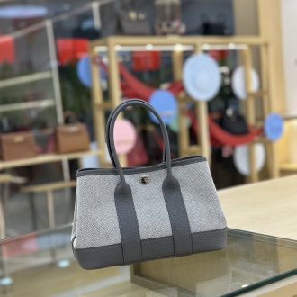Hermes Canvas and Leather Tote Bag