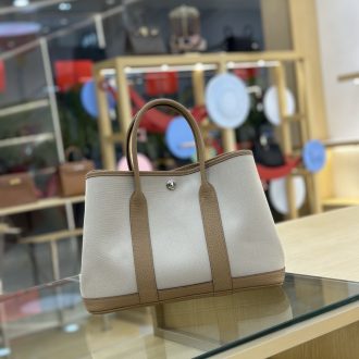 Hermes Canvas and Leather Tote Bag