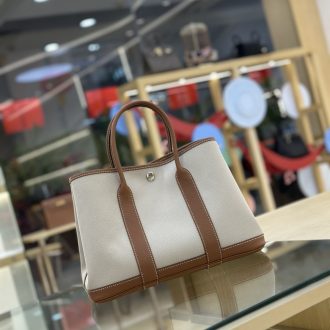Hermes Canvas and Leather Tote Bag