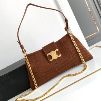 Celine Croc-Embossed Shoulder Bag