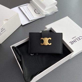 Celine Triomphe Black Leather Card Holder
