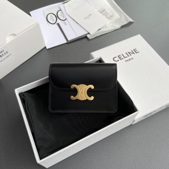 Celine Triomphe Black Leather Wallet