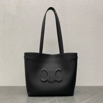 Celine Triomphe Black Leather Tote Bag