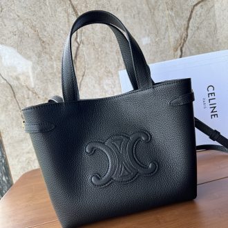 Celine Black Leather Triomphe Tote Bag