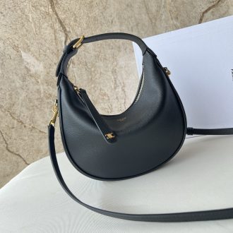 Celine Black Leather Hobo Bag