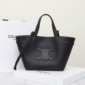 Celine Triomphe Black Leather Tote Bag