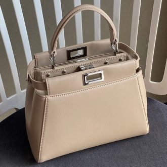 Fendi Peekaboo Iconic Beige Leather Handbag