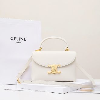 Celine Triomphe White Leather Handbag