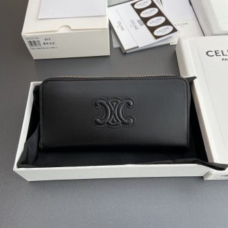 Celine Triomphe Black Leather Wallet