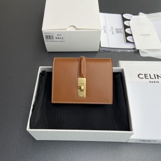 Celine Triomphe Compact Leather Wallet