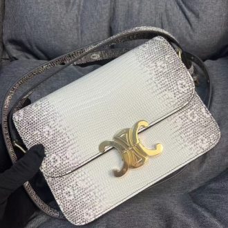 Celine Triomphe Snakeskin Effect Leather Shoulder Bag