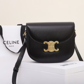 Celine Classic Triomphe Black Leather Shoulder Bag