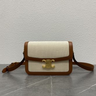 Celine Triomphe Canvas and Leather Shoulder Bag