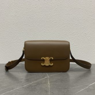 Celine Triomphe Tan Leather Shoulder Bag