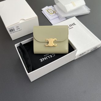 Celine Triomphe Compact Leather Wallet