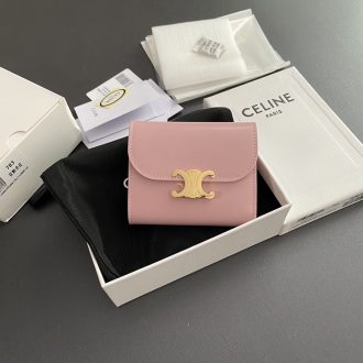Celine Triomphe Pink Leather Wallet
