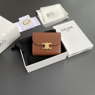 Celine Triomphe Leather Compact Wallet