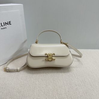 Celine Leather Handbag with Gold Accents