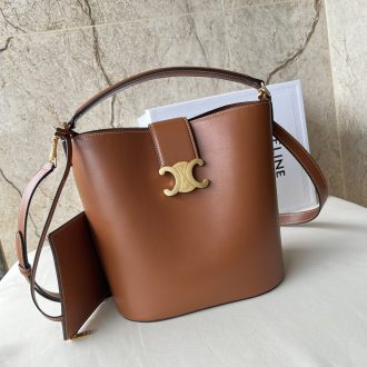 Celine Triomphe Leather Bucket Bag