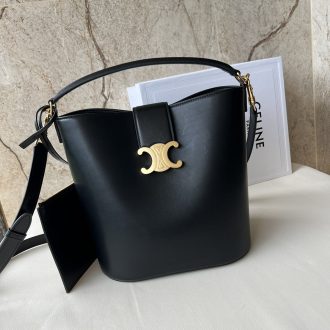 Celine Triomphe Leather Bucket Bag