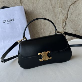 Celine Triomphe Black Leather Handbag