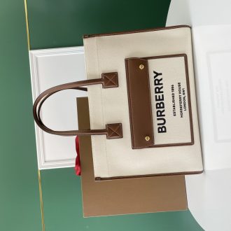 Burberry Canvas and Leather Tote Bag