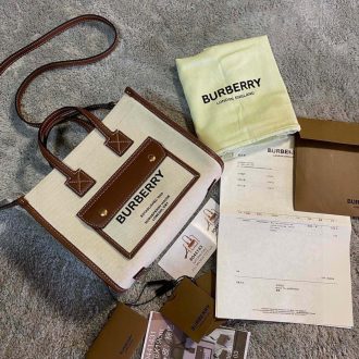 Burberry Canvas and Leather Trim Tote Bag