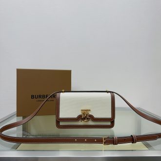 Burberry Leather and Canvas Crossbody Bag
