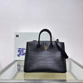 Burberry Croc-Embossed Leather Tote Bag