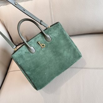 Burberry Suede Tote Bag in Green