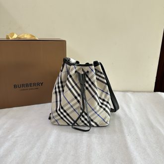 Burberry Checkered Drawstring Bucket Bag