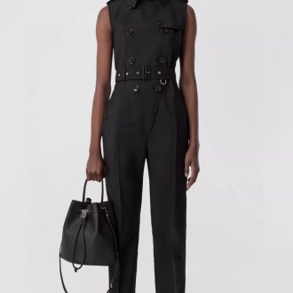 Burberry Sleeveless Belted Jumpsuit