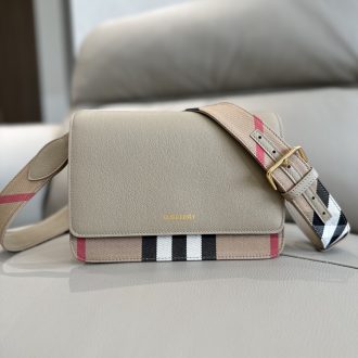Burberry Women's Check Strap Leather Crossbody Bag