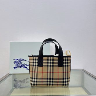Burberry Checked Canvas Tote Bag
