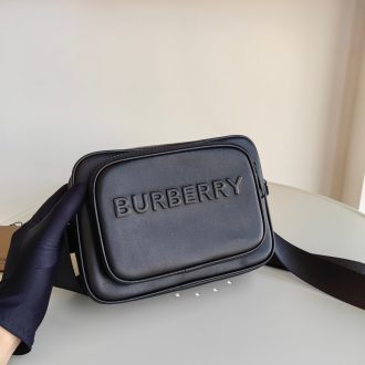 Burberry Embossed Black Leather Crossbody Bag