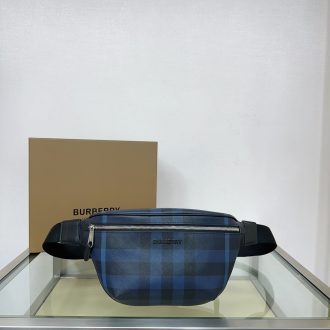 Burberry Blue Plaid Check Belt Bag