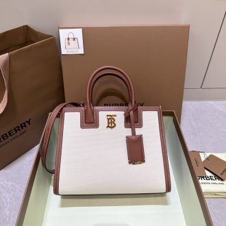 Burberry Two-Tone Canvas & Leather Tote Bag