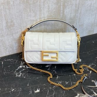 Fendi White Quilted Leather Baguette Bag
