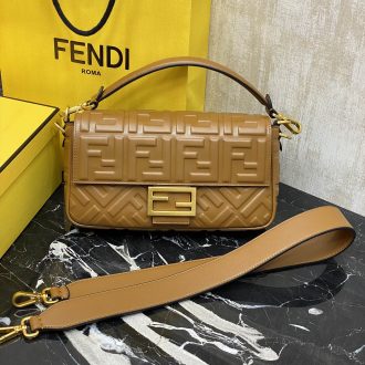 Fendi Embossed Leather Shoulder Bag